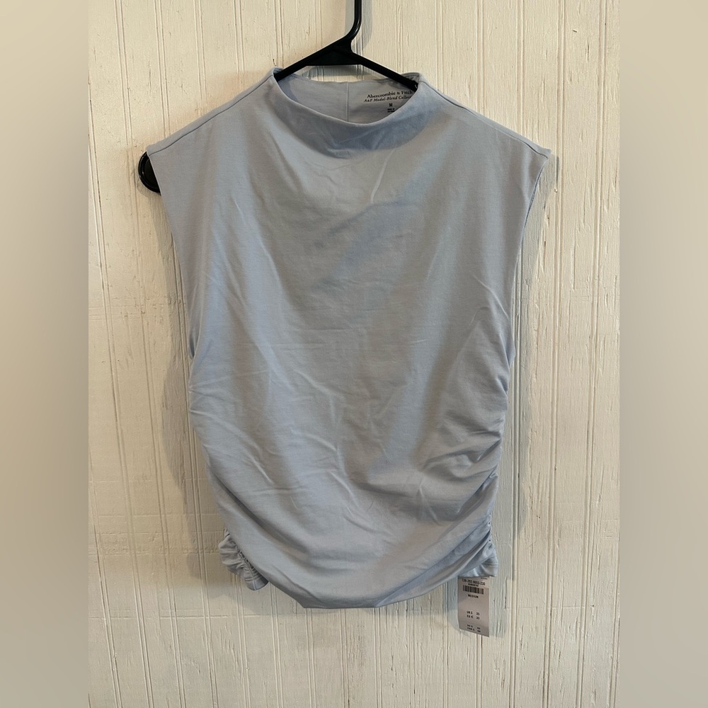Abercrombie & Fitch Light Blue Sleeveless Mock Neck Top